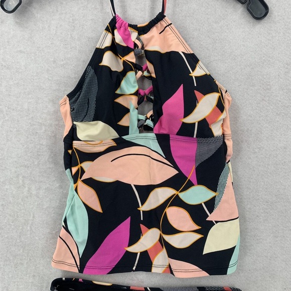 Hula Honey Jungle Boogie 2 Piece Swimsuit‎ High-Neck Halter Tankini Swim Set XS - Picture 7 of 10